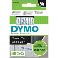 Dymo Merkebånd D1 12 mm, blå på hvit