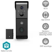 Nedis SmartLife Video Doorphone Wi-Fi Battery 2x Full HD 1080p Cloud Storage (option) / microSD (not included) IP54 With motion sensor Night vision Black