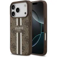 GUESS 4G MagSafe-etui med trykte striper til iPhone 17 Pro – brunt