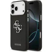 GUESS Grained Big 4G Classic Logoetui til iPhone 17 Pro Max - svart