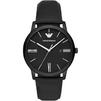 Giorgio Armani Emporio AR11573 Tre-hånds med dato Svart lærreim Herreklokke