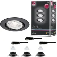 Paulmann innbyggingslampe BASE svart Ø9 cm 4 W 827, svingbar, 3-pakning