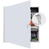 Vevor tilgangspanel for gipsvegg, 64x64 cm galvanisert ståldør, enkel å installere hengslet servicepanel med nøkkel, for takrørleggerarbeid og elektrisk arbeid, 62x62 cm utskjæringsstørrelse hvit