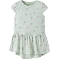 Name it Kjole - Noos - NmfVigga - Pale Aqua/Rainbow - - 7 år (122) - Kjole