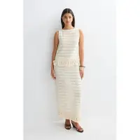Gina Tricot  - Crochet fringe skirt - Skjørt - Hvit - M - Dame