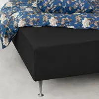 Borg Living Formsydd laken 140x200 cm - Sort - 100% bomullssateng - formsydd laken til madrass