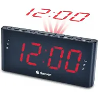 Denver klokkeradio med projeksjon og dobbel alarm - Svart
