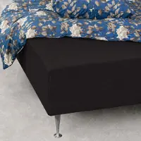 In Style Stretchlaken 180x200 cm - Sort jerseylaken - - Faconlaken til dobbeltseng