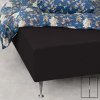 Nordstrand Splittlaken - H-splitt - 180x200 cm - Svart - 100% bomull jersey laken - stretchlaken for elevasjonsseng