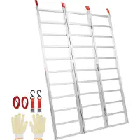 Vevor aluminiumsramper, 1500 lbs, tredelt rampe med lastestropper, sammenleggbar lasterampe for motorsykkel, traktor, ATV/UTV, lastebiler, gressklipper, snøfreser, 77" L x 54" B, 1 stk.