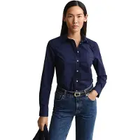 Gant for woman. 4300486 Navy blue poplin Slim Fit shirt (34), Casual, Cotton, Classic, Long sleeve