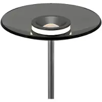 Pure LED-gulvlampe Moon, platina, røykfarget glass, 180 cm
