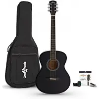 Gear4Music Student Akustisk Gitar & Tilbehørspakke fra Svart