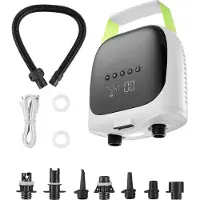Vevor Padlebrettpumpe, 20PSI høytrykk, oppladbart batteridrevet, to-trinns elektrisk SUP-luftpumpe med automatisk avstenging og tømmingsfunksjon, ideell for oppblåsbart padlebrett, telt og madrass