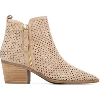 Carmela for woman. 16314903-BEIGE Leather Ankle Boots 163149 beige (41), Brown, 3 to 5 cm, Split Leather, Zip, Casual