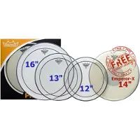 Remo Pinstripe Tom Pack - 12 13 16" Heads + Free 14 Emperor X