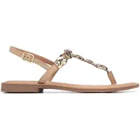 Carmela for woman. 16329304-BEIGE Leather sandals 163293 beige (36), Flat, Buckle, Casual, Classic