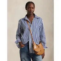 Ralph Lauren for woman. 211968218001 Oversized cotton shirt with blue stripes (XL), Casual, Classic, Long sleeve