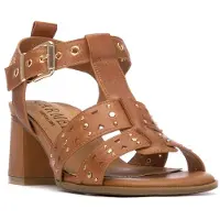 Carmela for woman. 16325102-CAMEL Leather Sandals 163251 brown (41), 5 to 8 cm, Buckle, Casual, Classic