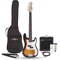 Gear4Music 3/4 LA Bassgitar + 15W Forsterkerpakke Sunburst