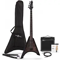 Gear4Music Harlem V Bassgitar + 15W Forsterkerpakke Svart