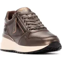 Carmela for woman. 16244205-BRONCE Leather Sneakers 162442 bronze (37), Flat, 1 to 3 cm, Zip, Casual
