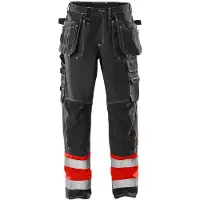 Fristads Håndverkerbukse 247 FAS, klasse 1 Varselrød/svart C156