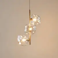 TK Lighting Hengelampe Lava, 3 lyskilder, Ø 29 cm, sand/konjakk, G9