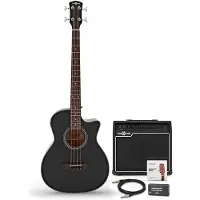 Gear4Music Elektroakustisk Bassgitar Svart 35 W Bassforsterker og Tilbehørspakke