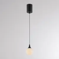 Molto Luce LED-hengelampe ARE, svart, alabast, Ø 10 cm, CCT, DALI