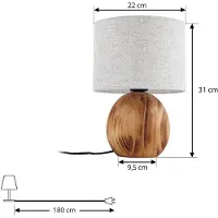 LINDBY Mayumi bordlampe, høyde 31 cm, tre, tekstil