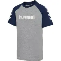 Hummel T-skjorte - hmlJR Logo - Grå Melert/Dress Blues - - 13-14 år (158-164) - T-skjorte
