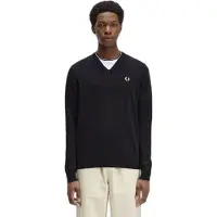 Fred perry for man. K9600 Black Classic V-Neck Jumper (M), Casual, Wool