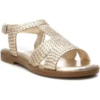 Carmela for woman. 16219902-ORO Gold 162199 Leather Sandal (37), Flat, Buckle, Casual