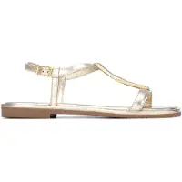 Carmela for woman. 16329003-ORO Leather Sandals 163290 golden (37), Flat, Buckle, Casual, Classic