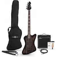 Gear4Music Harlem Z Bassgitar + 15W Forsterkerpakke Trans Black