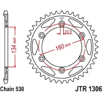 JT Sprockets 530 Jtr1306.40zbk Steel Bakre Tannhjul