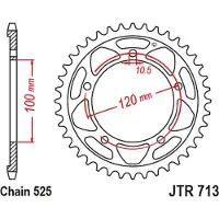 JT Sprockets 525 Jtr713.42 Steel Bakre Tannhjul