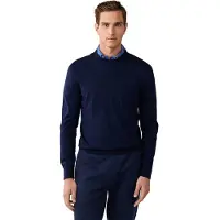 Hackett for man. HM7000204 Navy Ess Merino Crew Sweater (M), Casual, Wool, Classic