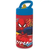 Spiderman drikkeflaske - Vannflaske med flipfunksjon og sugerør