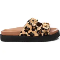 Carmela for woman. 16240103-LEOPARDO Leather sandals 162401 brown (38), 1 to 3 cm, None, Casual, Animal Print