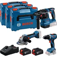 Bosch Gsr18v-65+gbh18v-22+gws18v-8+(2x 5.0ah+g Elektrisk Verktøysett