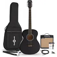 Gear4Music Student Venstrehendt Elektroakustisk Gitar + 15W Forsterkerpakke Svart
