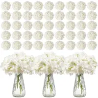 Vevor kunstige blomster, 305 stk. ekte hvit silkehortensia i bulk, hvit imitert utdrikningslag med stilker for gjør-det-selv bryllupsbuketter, borddekorasjoner til hjemmet, festborddekorasjoner