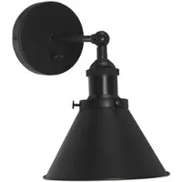 PR Home vegglampe Anton med stikkontakt, 18 cm, dimbar, svart