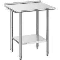 Vevor arbeidsbord i rustfritt stål, 61x76 cm matlagingsbord med bakplate, arbeidsstasjon for storkjøkken med justerbar underhylle, kraftig arbeidsbord i metall, for utendørs restauranter
