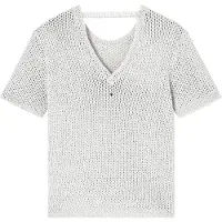 Armani Exchange for woman. XW001895AF21577O1004 Perforated sweater with beige lurex thread (XS), Casual, Cotton, Short sleeve