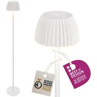 Briloner LED-gulvlampe Brilo unplugged Riffle, hvit, berøringsdimmer