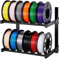 Vevor veggmontert skriverfilamentoppbevaringsstativ, 2-etasjes veggbrakettoppbevaringshylle, rullende filamentspoleholdere med hjul, filamenter organisert for 3D-printstudio, verksted (kun hylle)