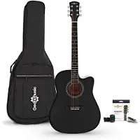 Gear4Music Dreadnought Cutaway Elektroakustisk Gitar & Tilbehørspakke fra Svart